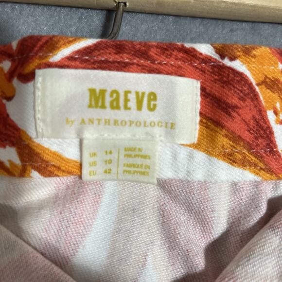 Maeve by Anthropologie Banana Grove Denim Midi Skirt Orange Size 10 Button - Picture 11 of 11